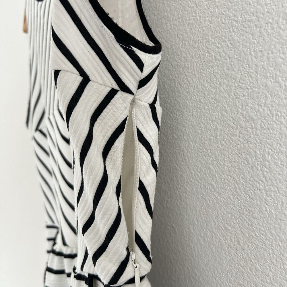 Anthropologie Maeve Mitred Diamond Stripe Dress Pleated FIt+Flare Pockets Size 8 - Picture 5 of 16
